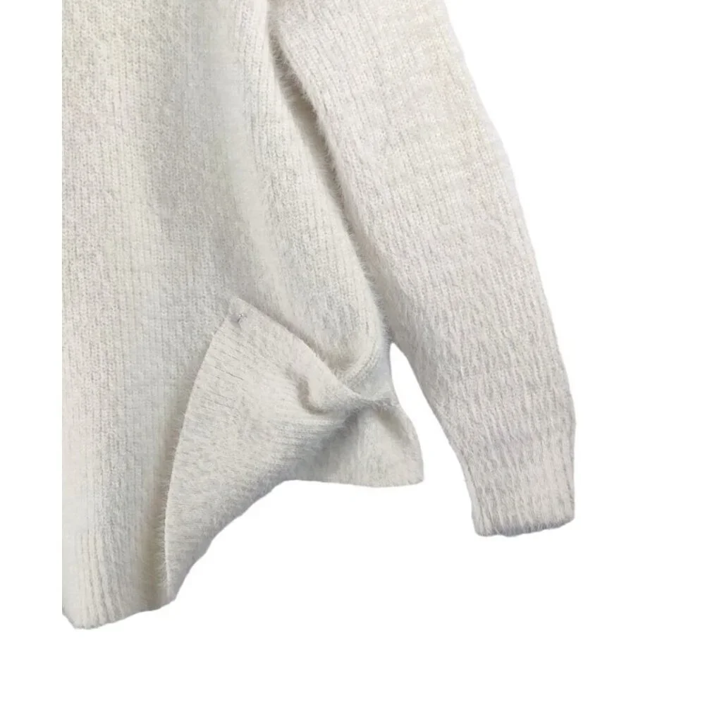 Fuzzy Sweater Winter White sz OX by Sonoma Cowl Neck Women's Cozy Soft Knit
